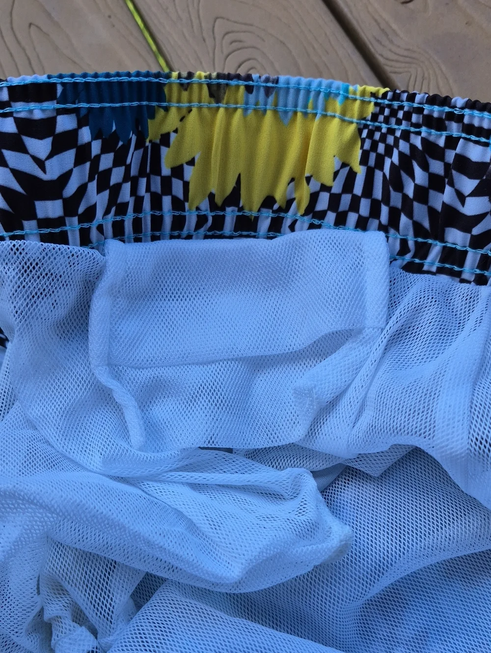 George Men's XL  Blue Striped Swim Trunks with Drawstring - New